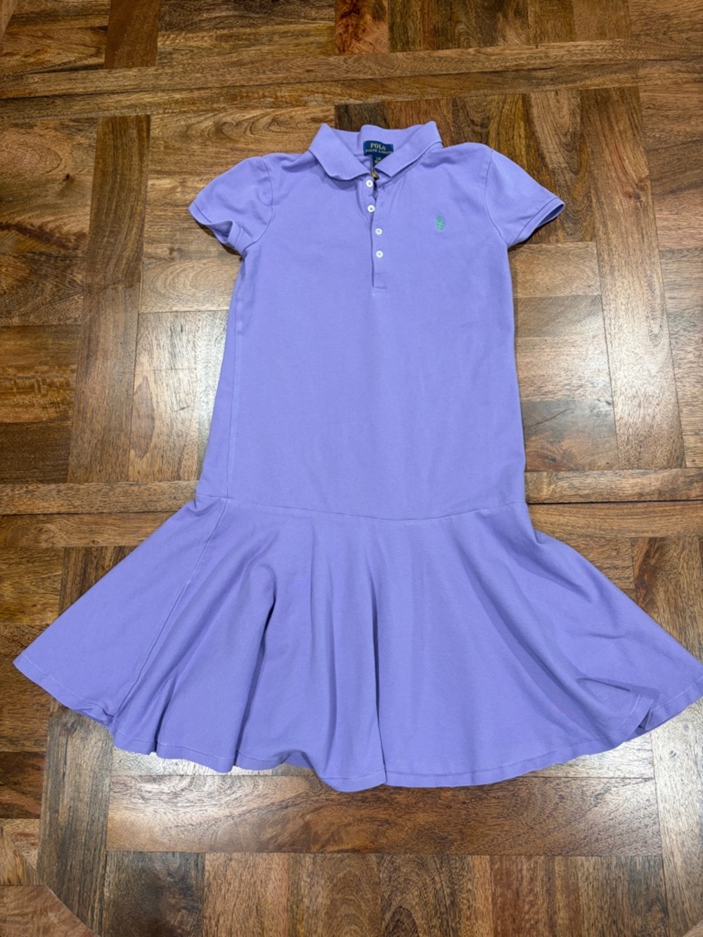 Polo by Ralph Lauren Girls' Lavender Purple Polo Flared Dress Sz 10/12 Cotton